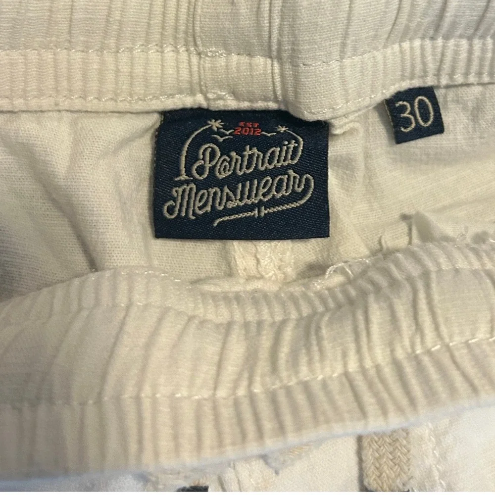 Portrait Menswear White Cotton Drawstring Beach Pants Mens Size 30 1512